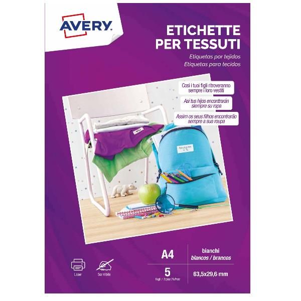 27 etichette per tessuti Avery